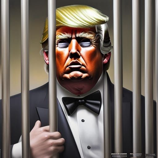 Sinister Donald Trump Behind Bars: Horror Comic Art