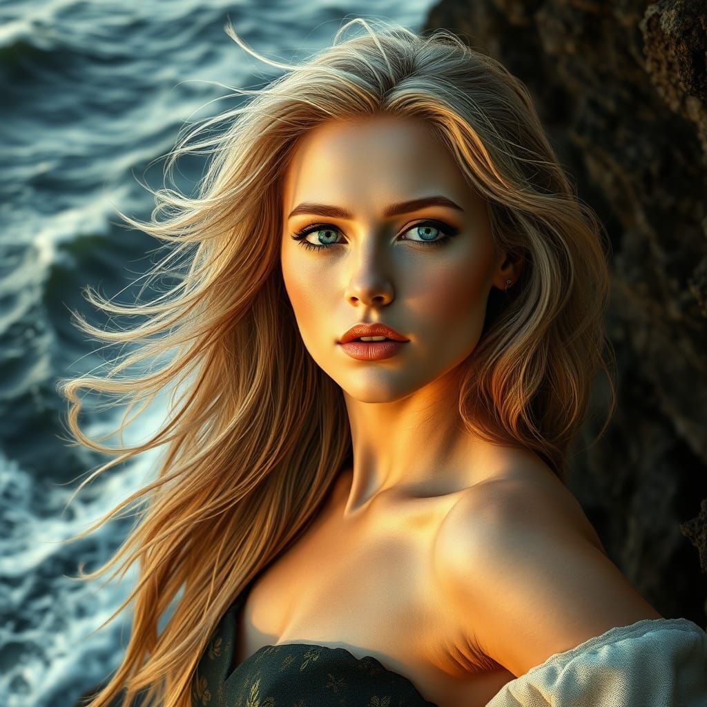 Hyper-Realistic 3D Portrait of a Breathtaking Lady in a Stor...