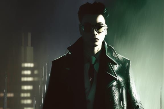 Noir Detective Meets Femme Fatale in Expressionist Style