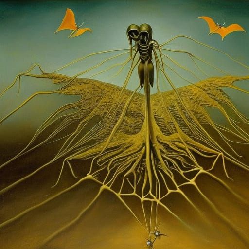 Surreal Spiders, Bats, and Slugs in Matte Surrealism