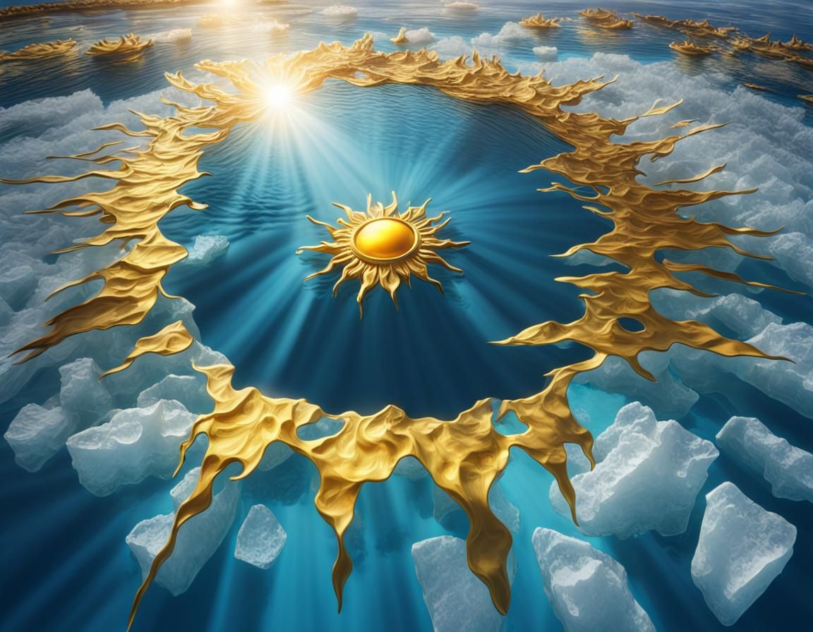 Golden Sun Pendant Under Clear Lake Waters