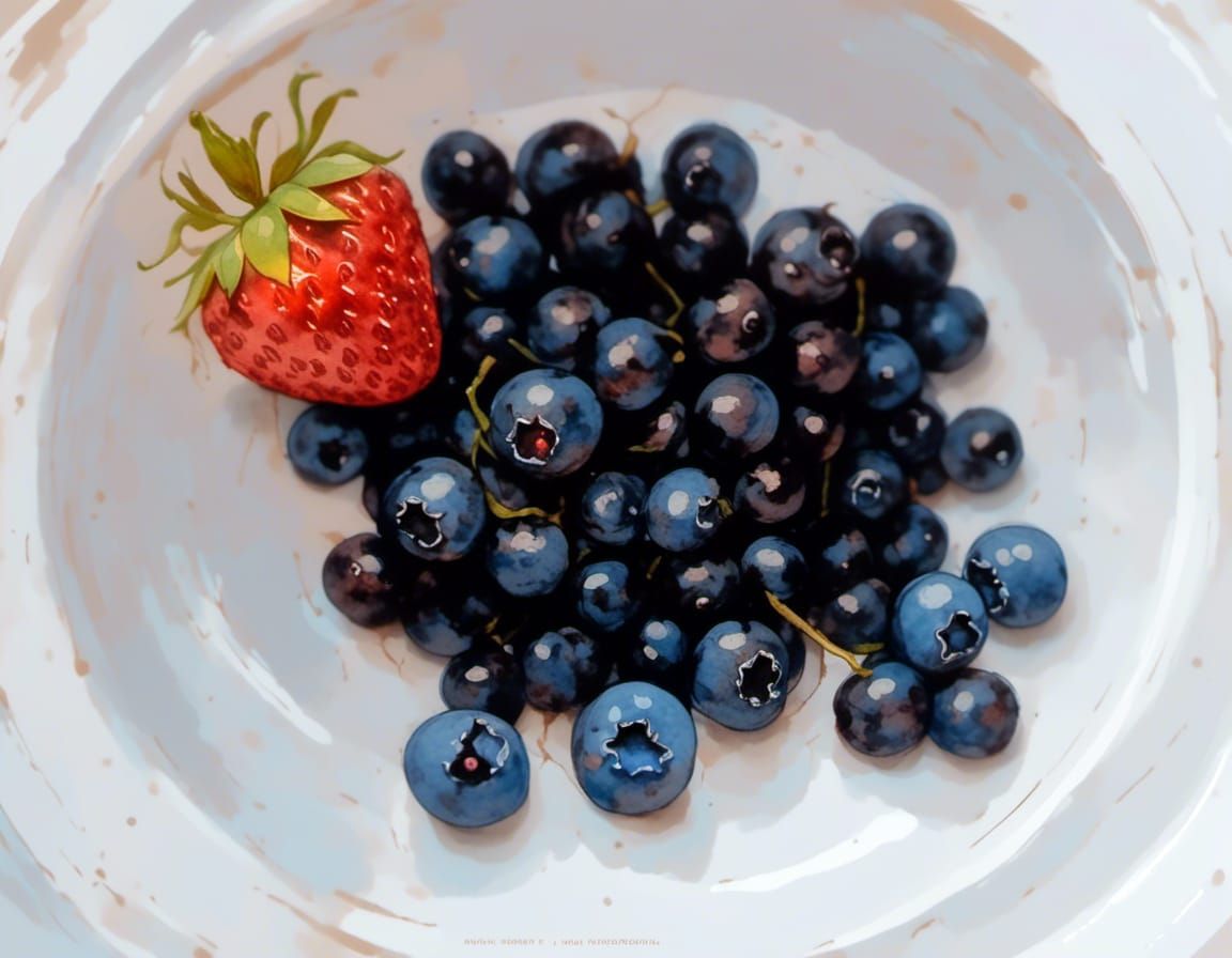 Bowl of Berries in Watercolour and Ink