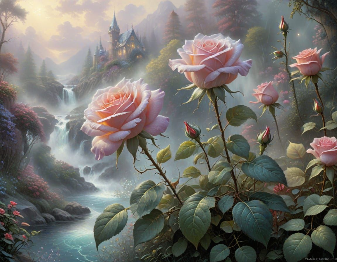 Ethereal Fantasy Rose in Hyperdetailed Mist