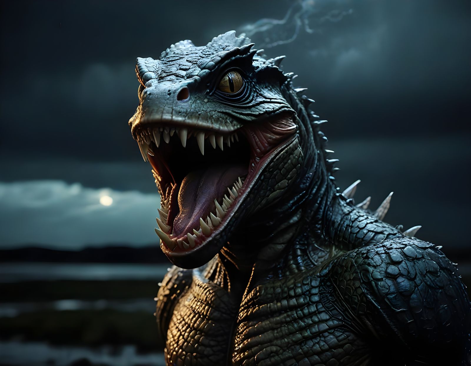 Cyberpunk-Style Creature in Mid-Nightmare