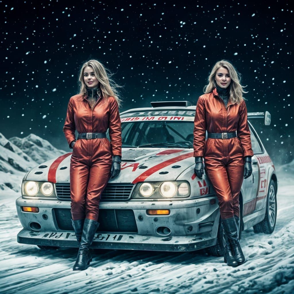 Rally Car Scene in Winter Snow
