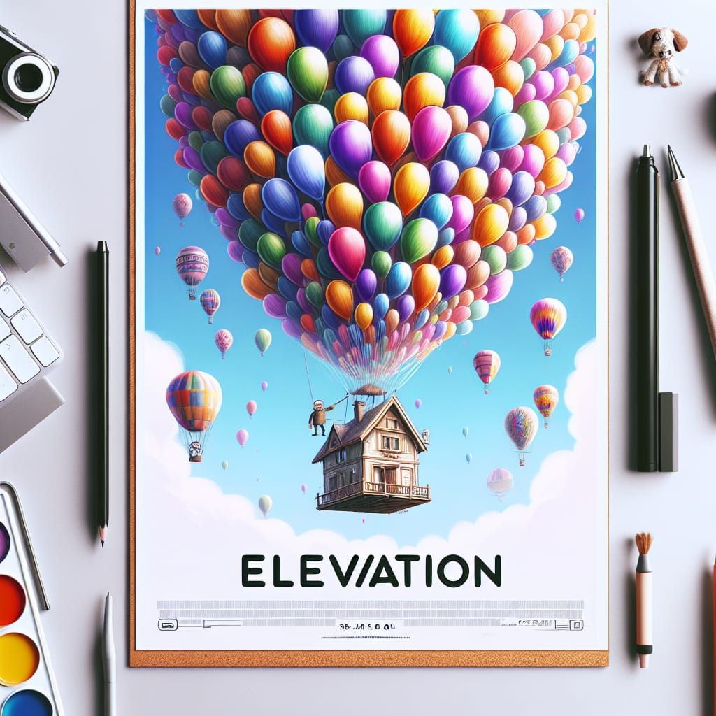 Animated Movie Poster: House Elevated by Balloons