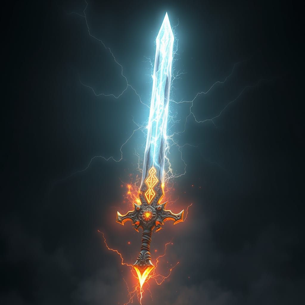 Majestic Mythical Sword Radiates Cosmic Light and Void Energ...