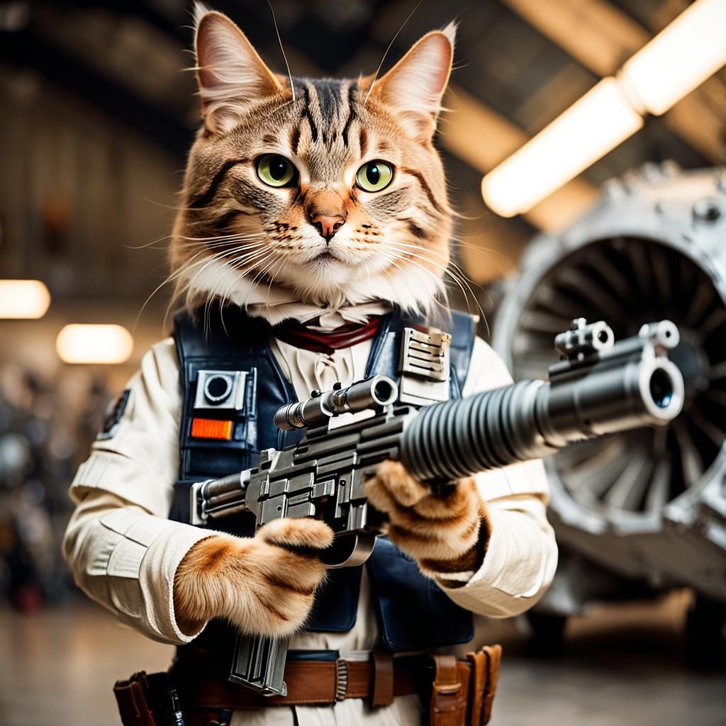 Tabby Cat as Han Solo in Hangar