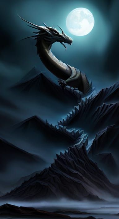 Epic Black Dragon in Dark Fantasy Style
