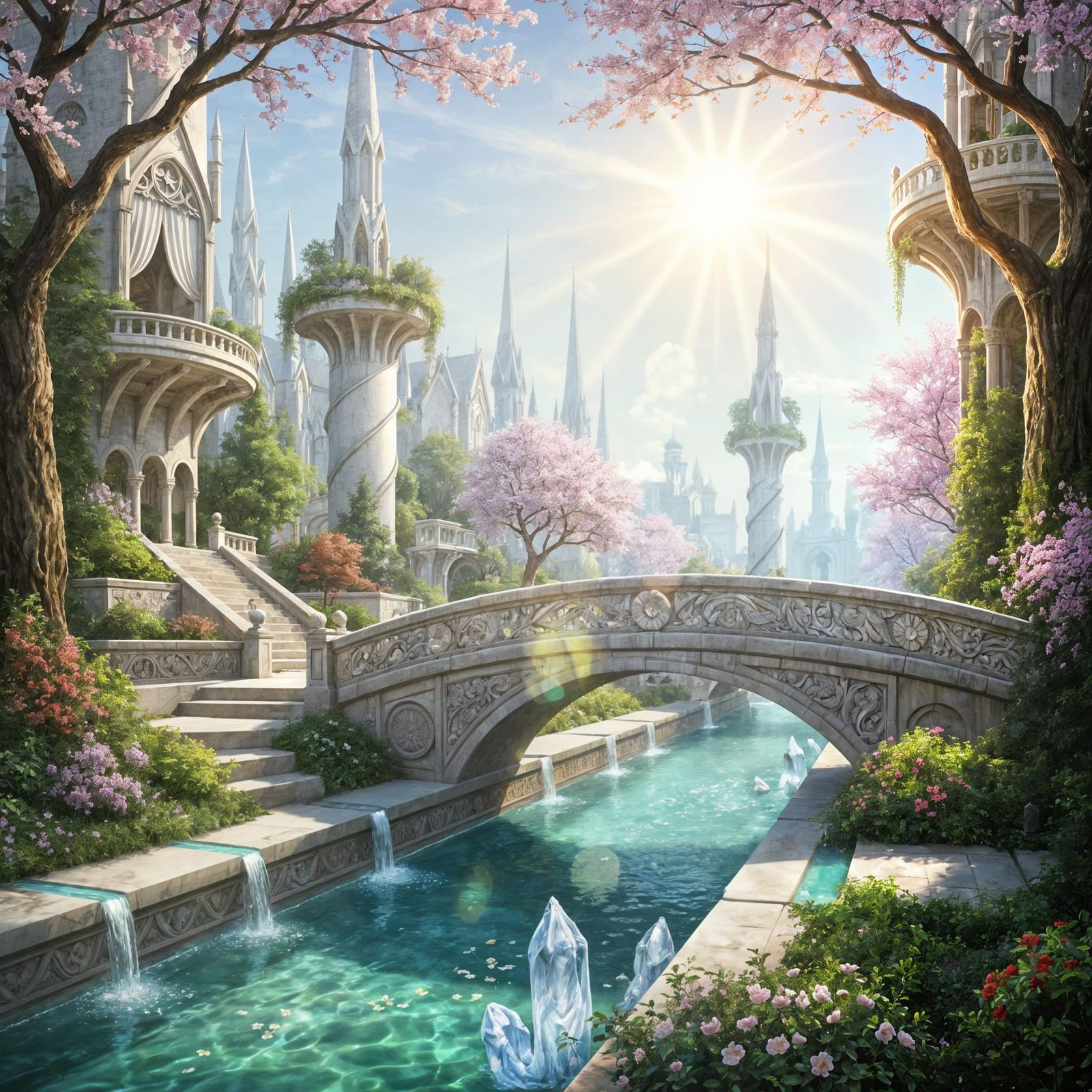 Ethereal Elven City with Crystal Waterways
