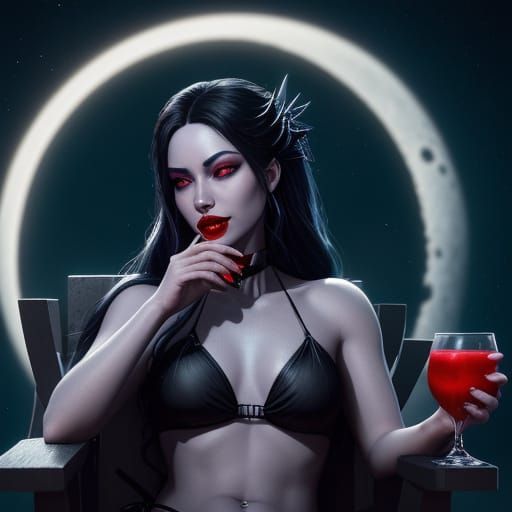 Vampire Goddess in Moonlit Splendor