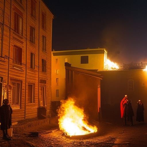 Open-Hearth Furnaces Glow at Night, Classic Photography