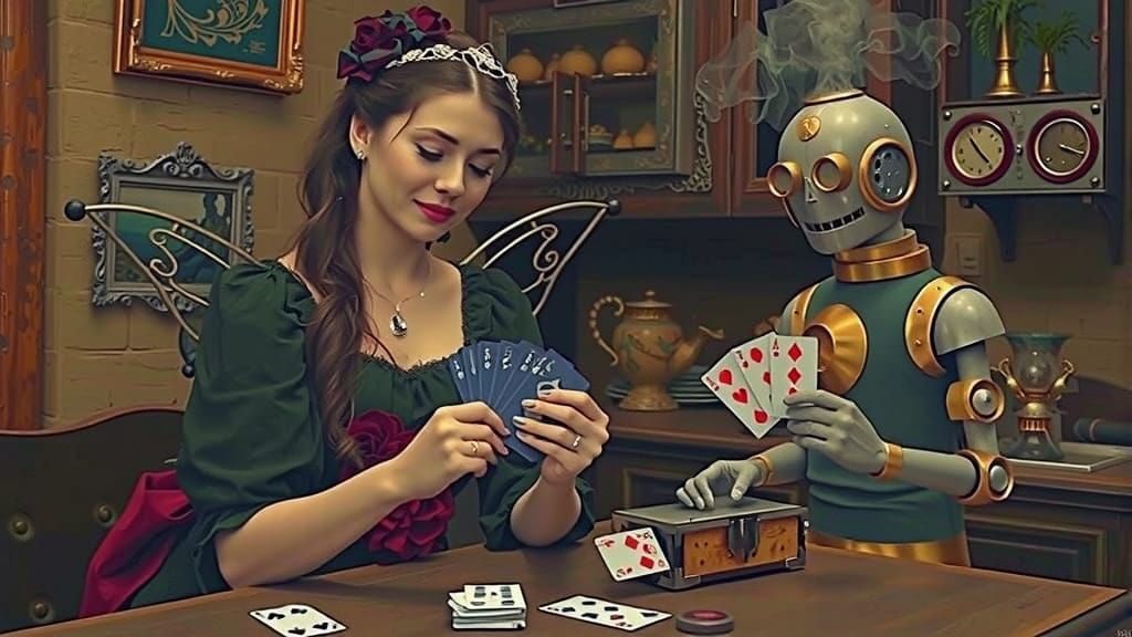 Fairy and Robot Card Game in Film Style