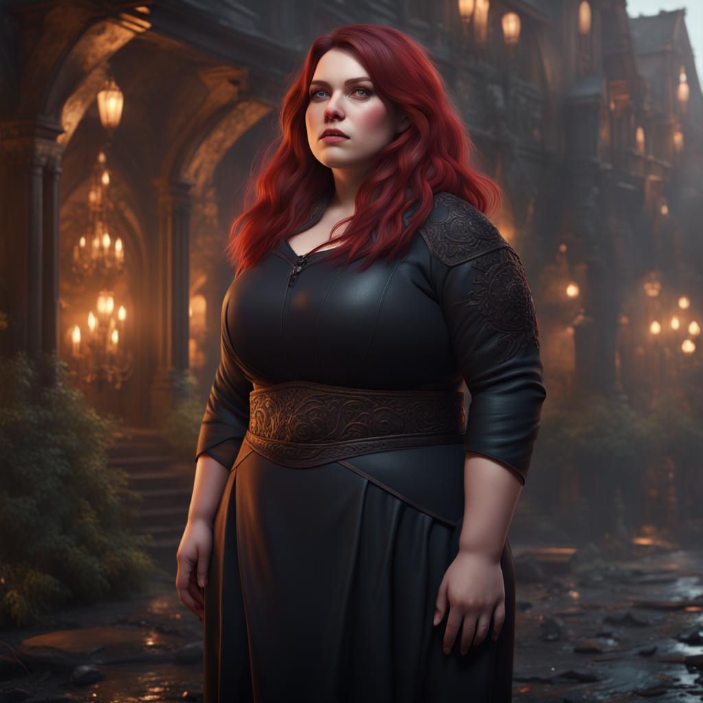 Fantasy Portrait of Chubby Girl with Dark Hair