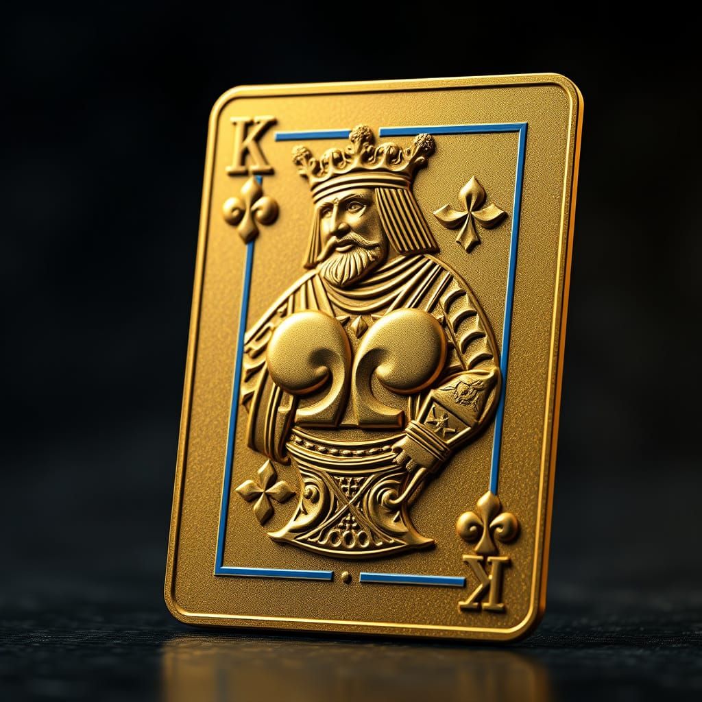3D Embossed King of Clubs Card with Golden Detail