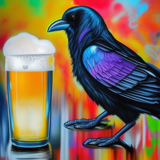 Raven and Beer: Graffiti Art in High Contrast