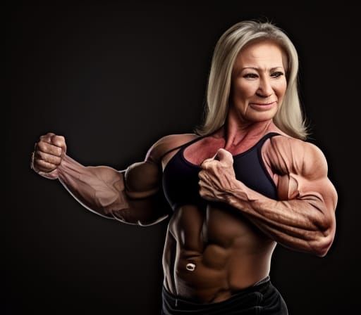 Muscular Grandma Flexing: A Bodybuilding Granny