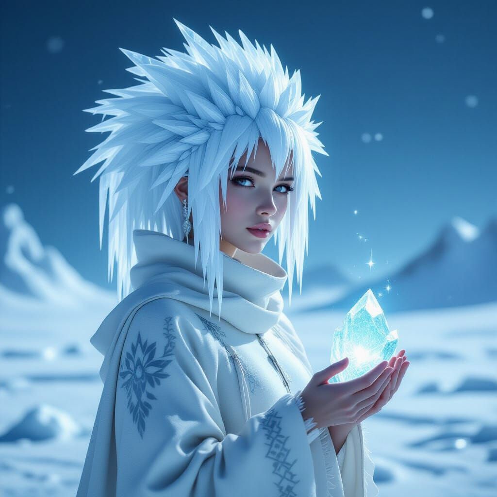 Icy Haired Woman on Frozen Planet