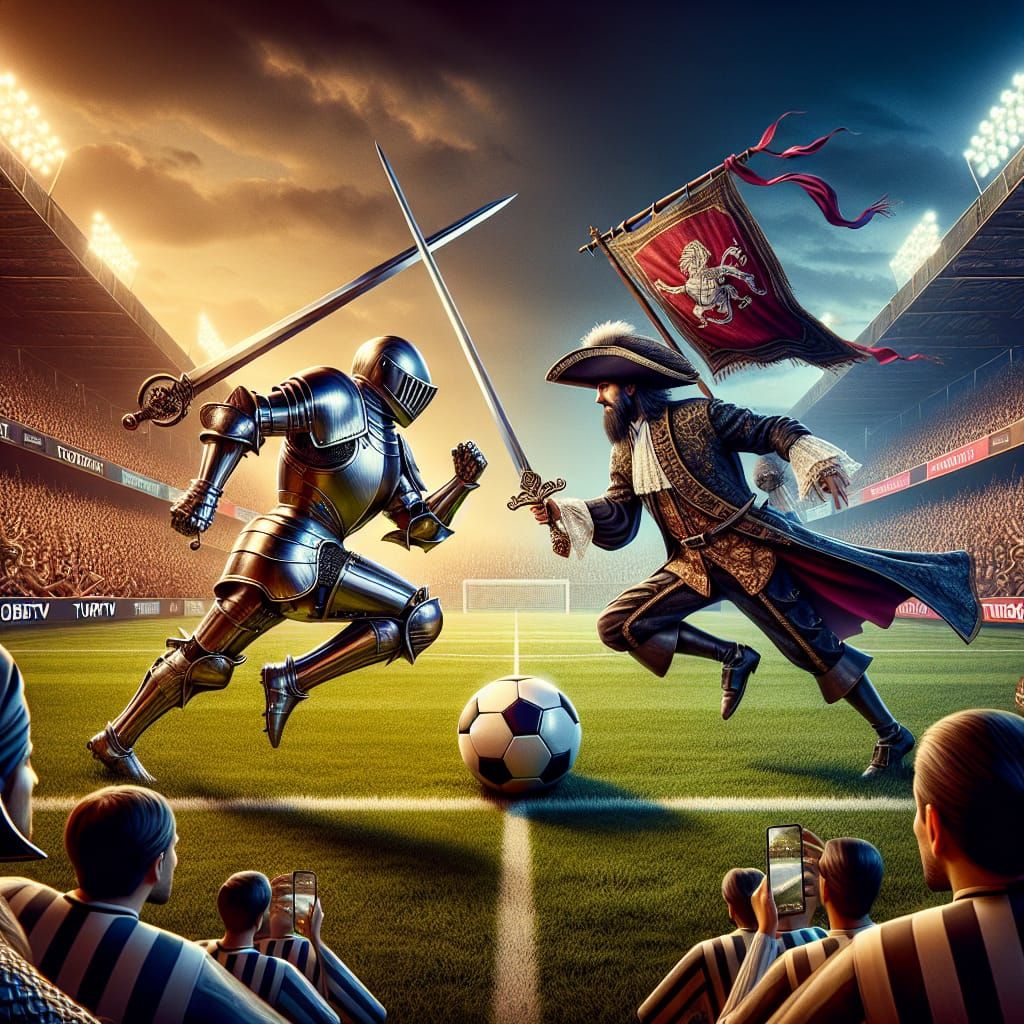 Knight vs Pirate Duel in a Thrilling Stadium Showdown