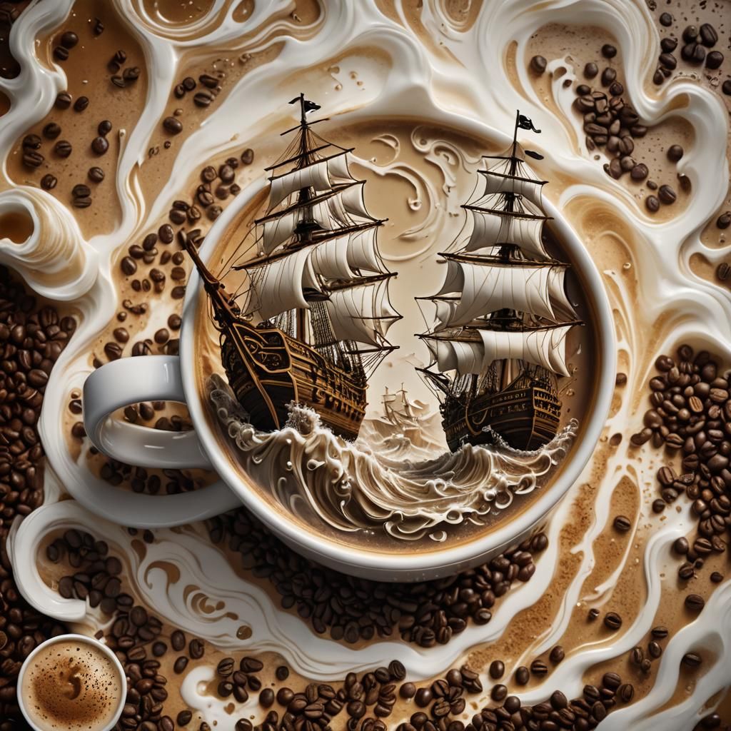 Pirate Ship Battle in Coffee Mug