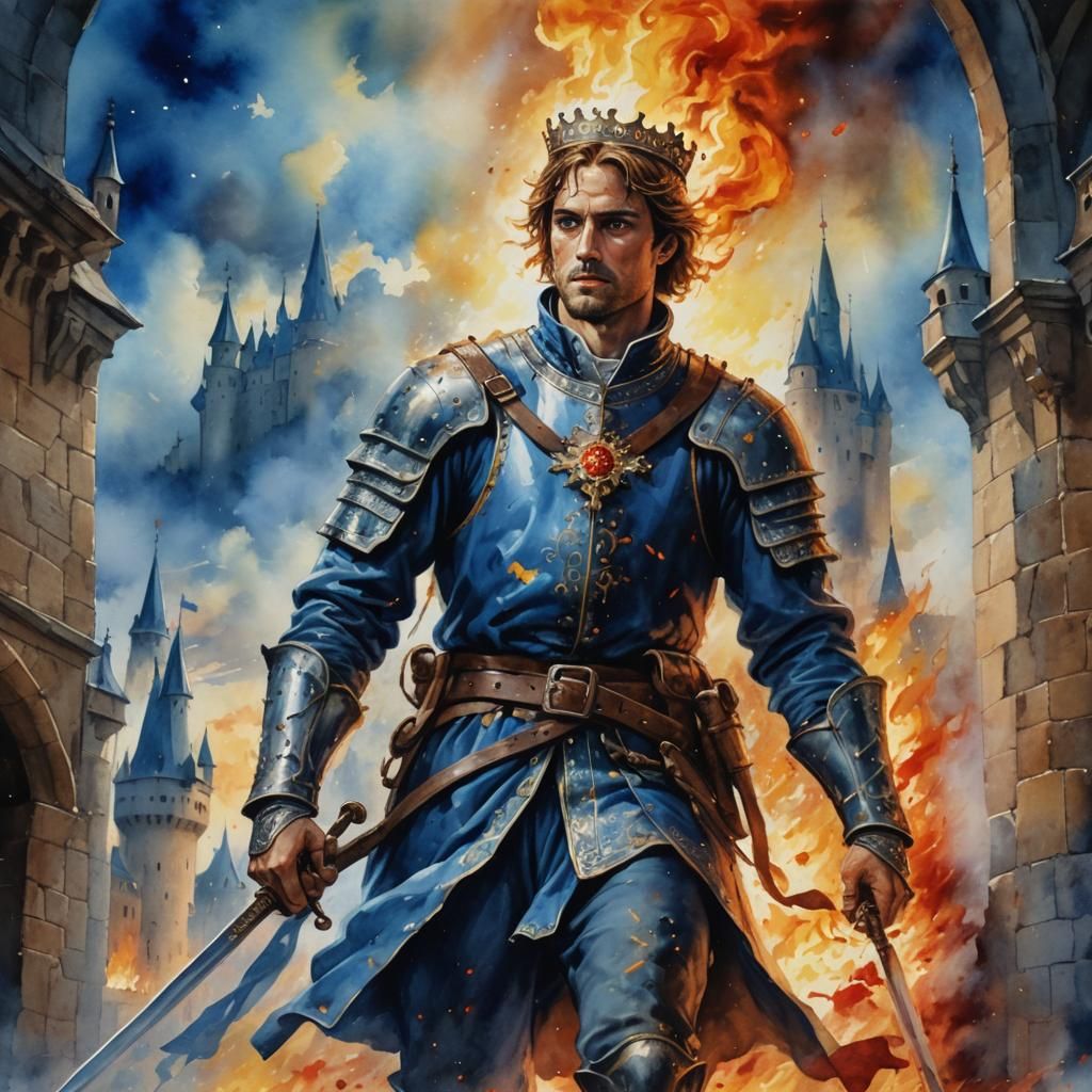 Prince in Burning Castle: Watercolor and Divine Light