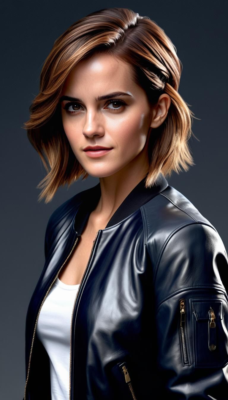 Hyperrealistic Portrait of a Glamorous Woman in Leather