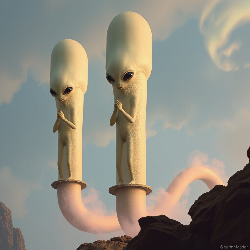 Towering Aliens Levitate in Surreal Dreamscape