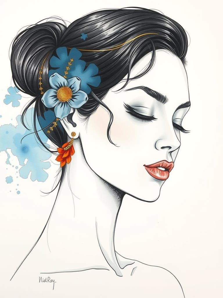 fine art line drawing portrait