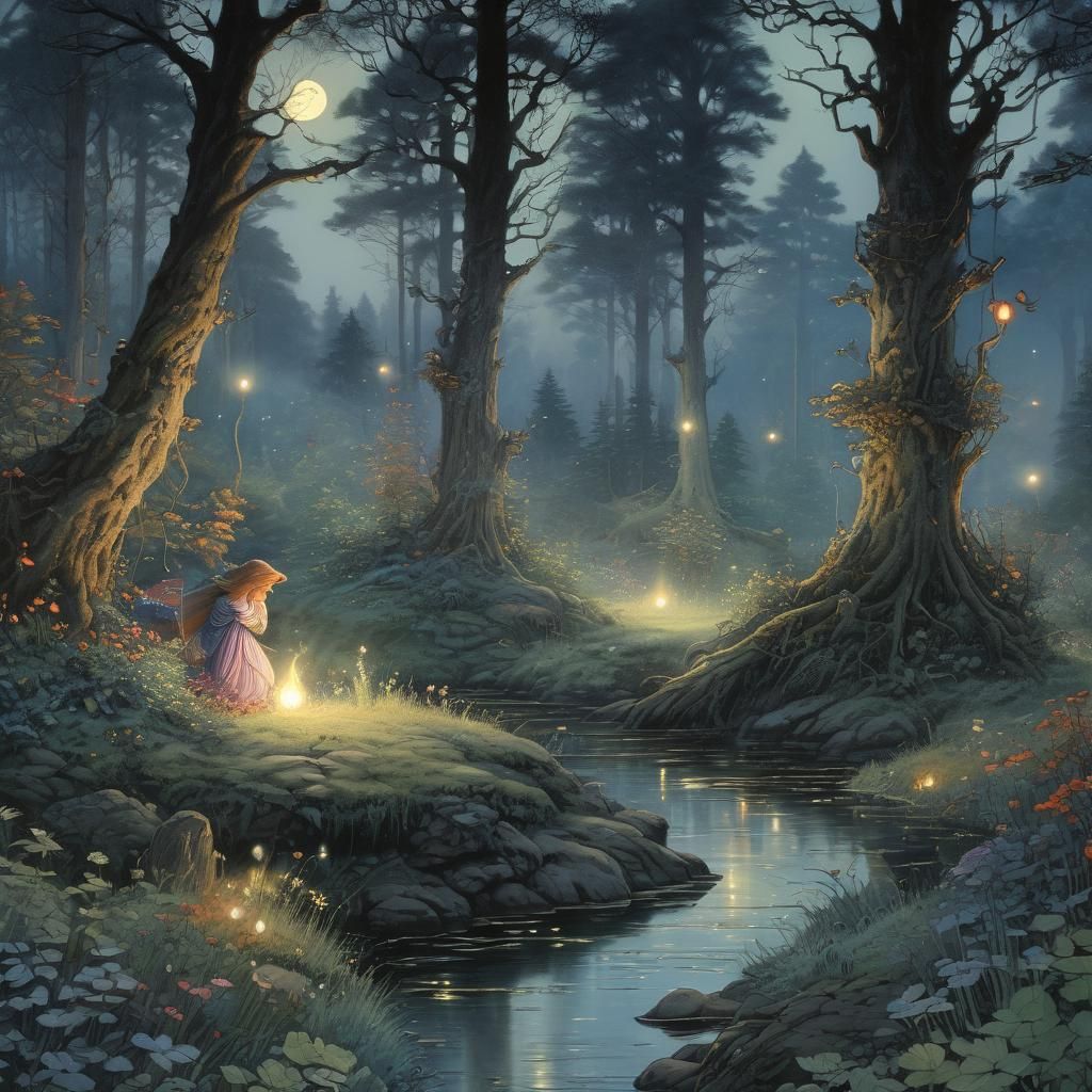 Fairies Weaving Spells: A Storybook Illustration