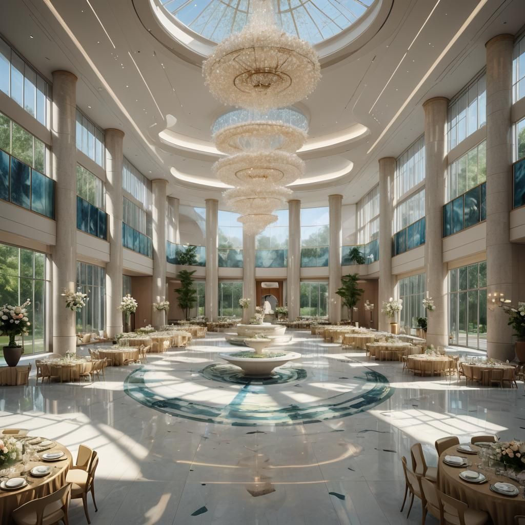 Elliptical Ceremony Hall with Cascading Design