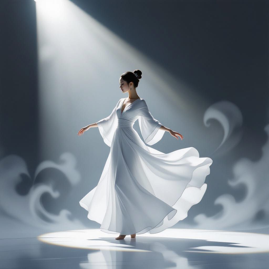 Lone Dancer Creates Geometric Patterns in Ethereal Atmospher...