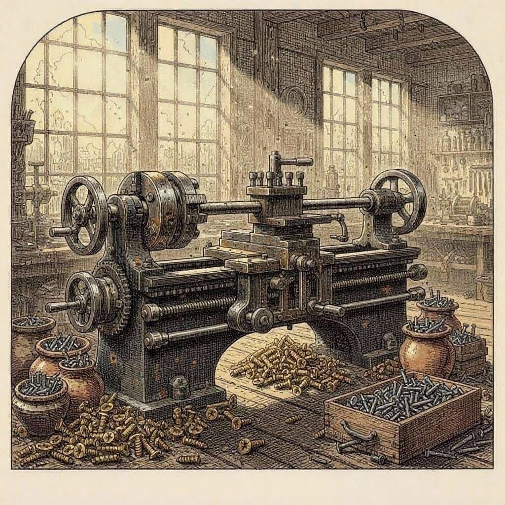 Victorian Screw-Cutting Lathe with Brassy Hardware