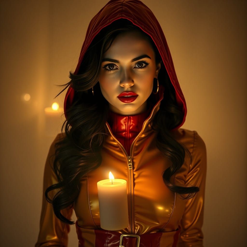 Ethereal Red Latex Siren Emerge from Candlelit Mist