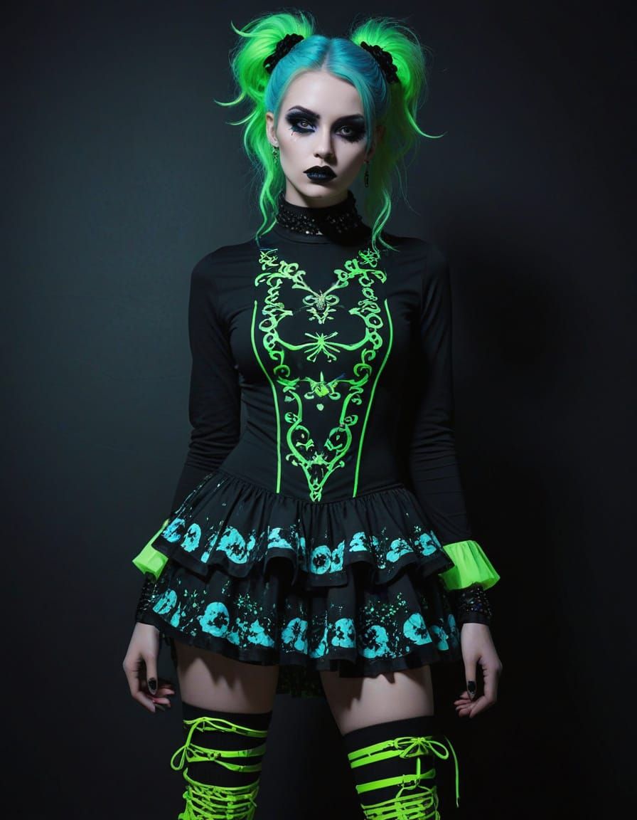 Cyber Gothic Lolita in Neon Dreams