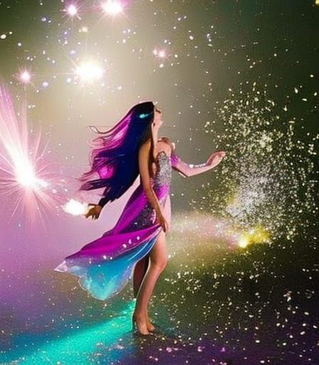 Pastel Fairy Dancing in Starry Fantasy Night