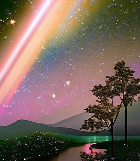 Fantasy Fairy with Starry Night Sky