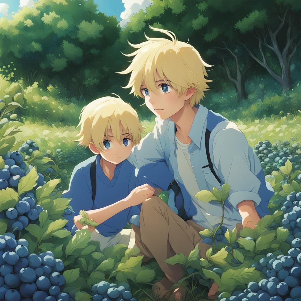 Boy in Blueberry Field: Studio Ghibli Anime