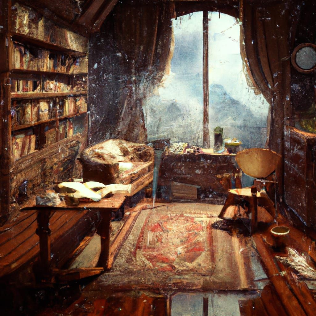 Cozy Rainy Day Reading Nook in Matte Painting Style