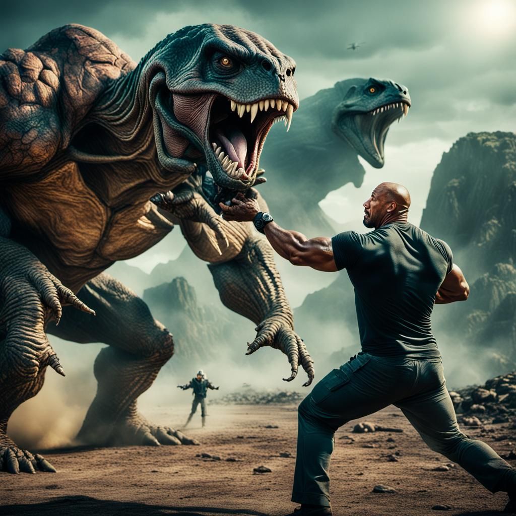 Dwayne Johnson Battles Alien in Cinematic Still