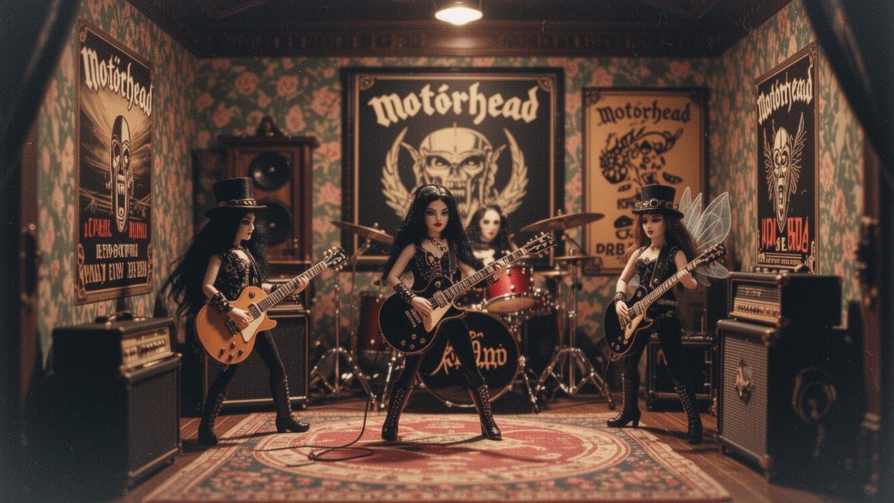 Steampunk Motörhead Dollhouse Diorama with Fairy Guitarist