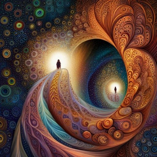 Radiant Phoenix and Owl Babies in Blossom Garden