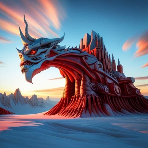 Ancient Covetar Dragon Mecha Frozen in Arctic