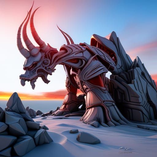 Shylium Dragon Mecha in Antarctica