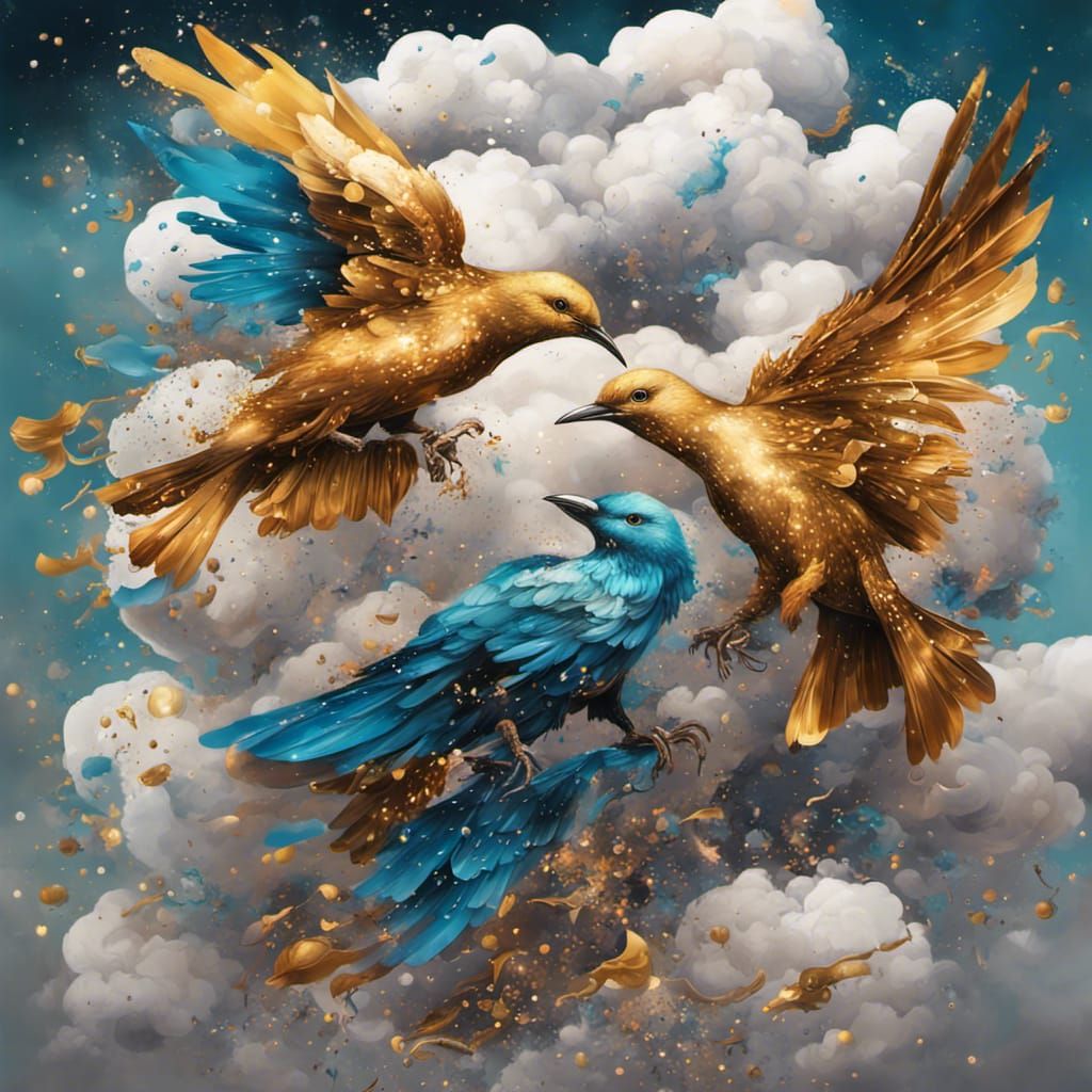 Glittering Birds and Fireworks in Graffiti Art