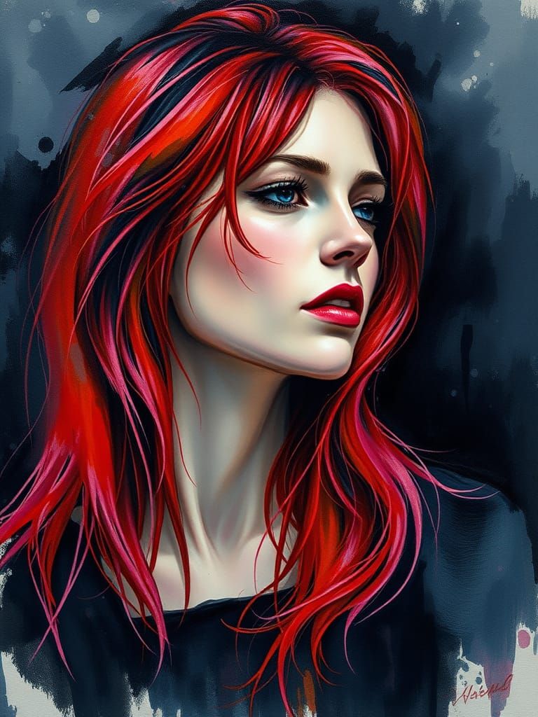 Somber Redhead in Moody Dark Colors