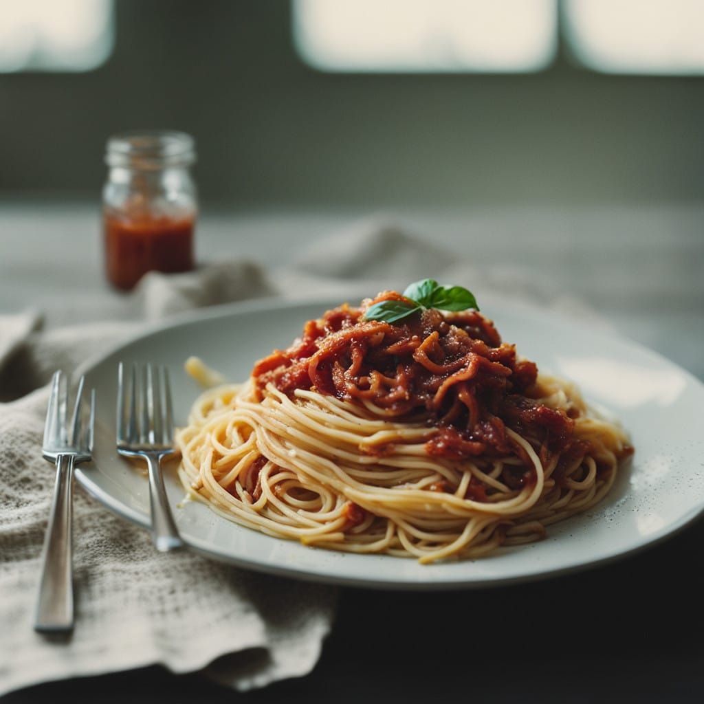 Tangled Spaghetti Illuminated by Soft Natural Light