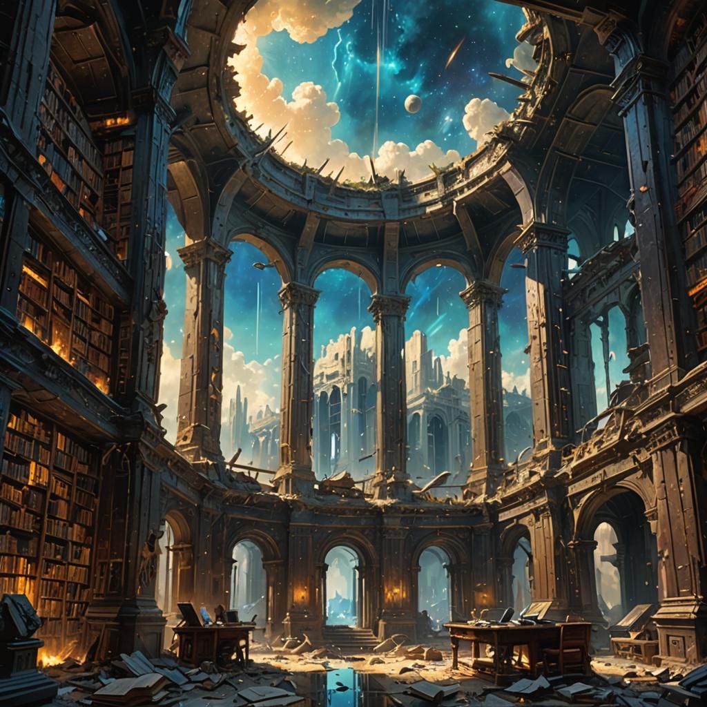 Dragon Bone Library Ruins with Nebulae