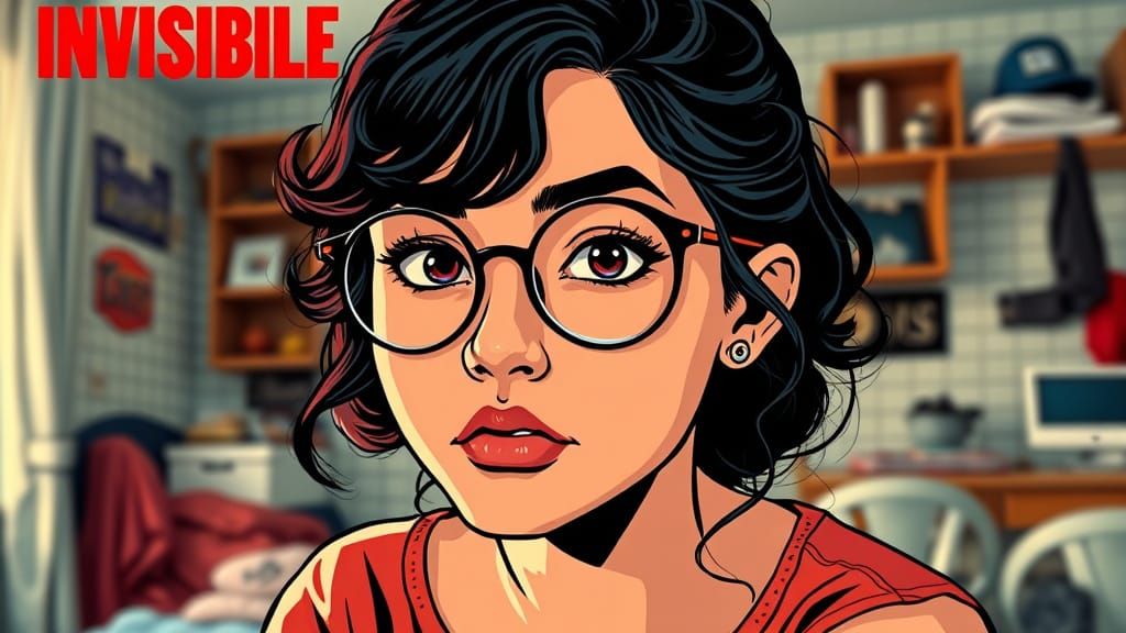 Comic Book Style Art: Invisible Girl in Bedroom