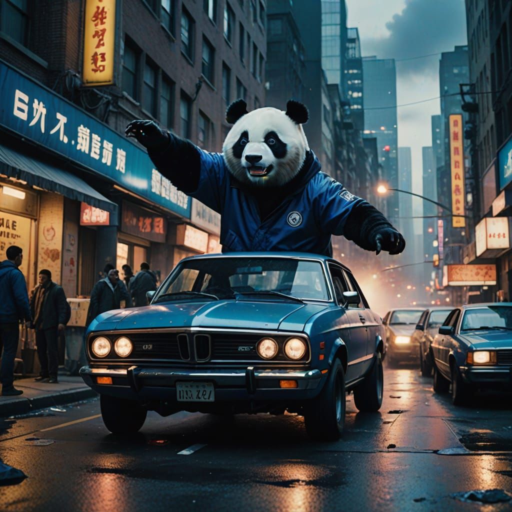 Epic Cinematic Battle Between Superhero Panda and Alien Forc...