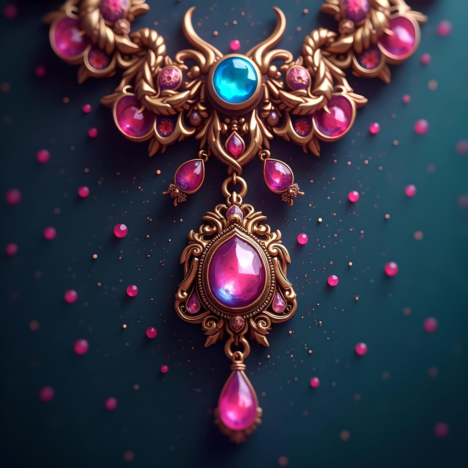 Necklace with Tag in Detailed Matte Painting